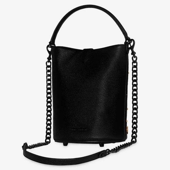 Rebecca Minkoff Black Edie Celestial Bucket Tote Gold Stars - Picture 2 of 10